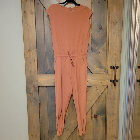 RARE Albion Jetsetter Short Sleeve Jogger Jumpsuit Coral Salmon Orange Size XS - Picture 2 of 6